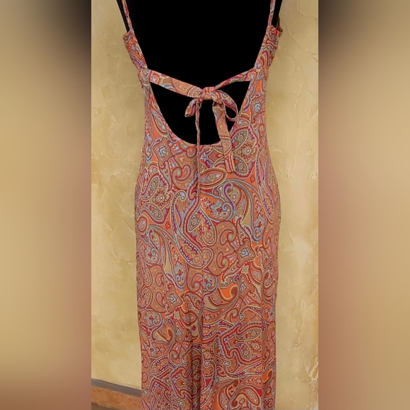 Victoria's Secret Vintage Rust Paisley Strapless Slip Dress Cutout Maxi Dress XS - Picture 13 of 15